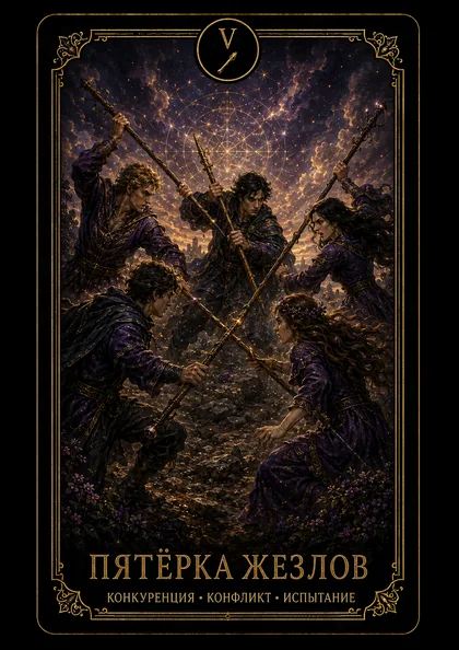 Карта Пятёрка Жезлов